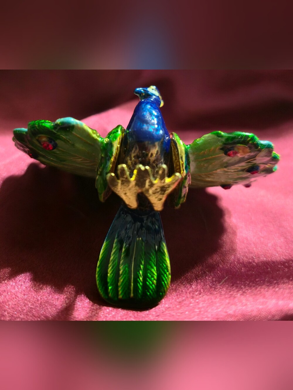 Bejeweled Enamel Peacock Trinket Box - Picture 4 of 5